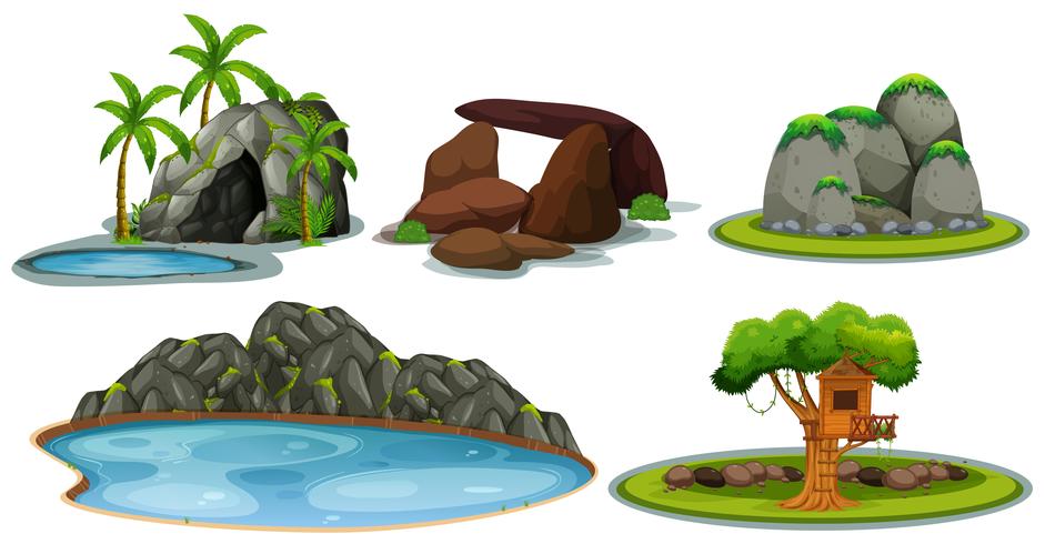 A set of stone and nature vector