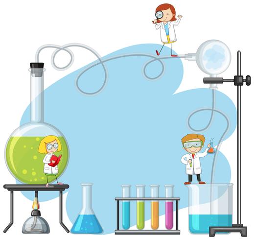 Doodle Scientist en el laboratorio vector