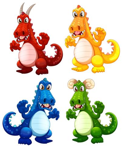 Set of different dragon vector