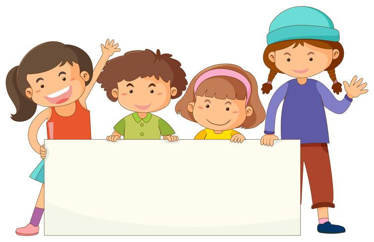 Plantilla de banner con niños lindos vector