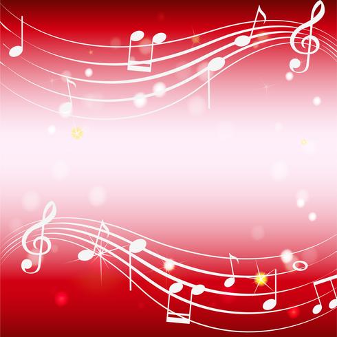 Plantilla de fondo con notas musicales en rojo vector