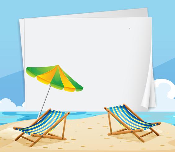 Paper template with chairs on the beach vector