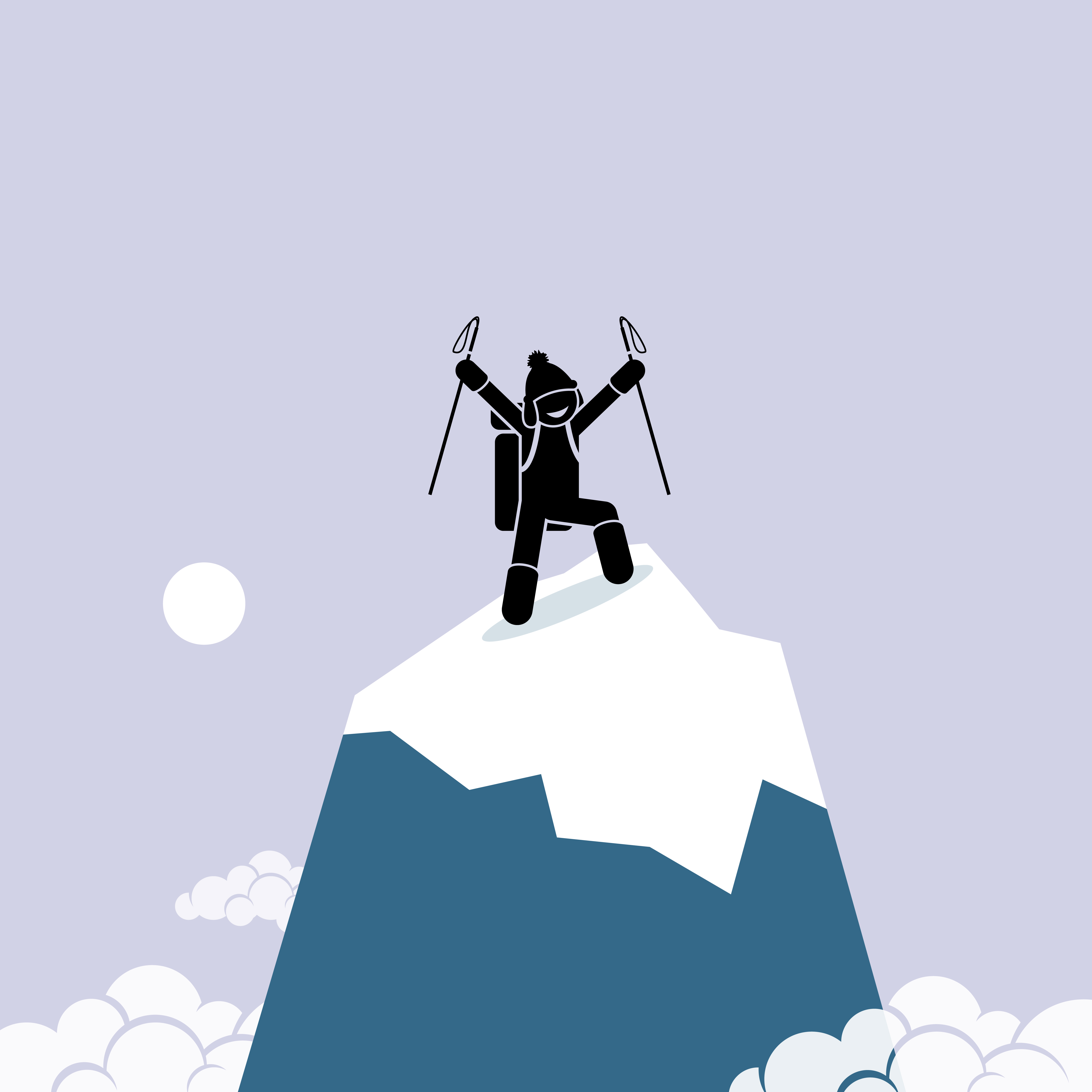 Happy Man Successfully Climb On Top Of The Mountain Download Free Vectors Clipart Graphics Vector Art