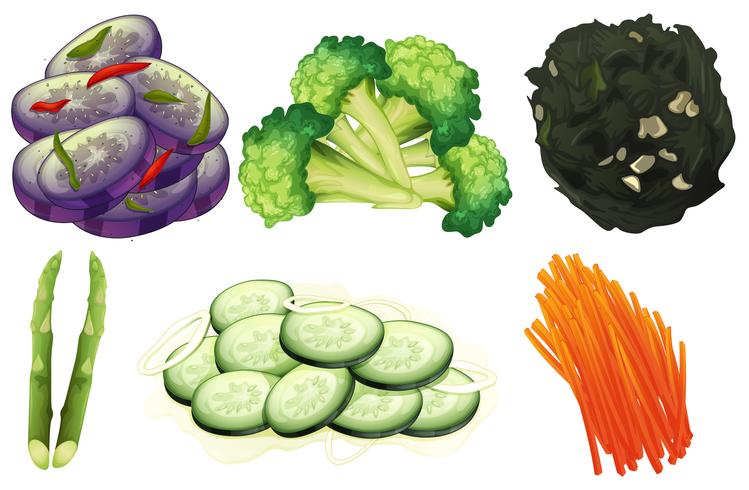Fresh Vegetable and Salad on White Background vector