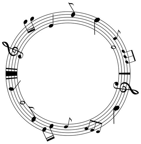 Round frame template with music notes on scales vector