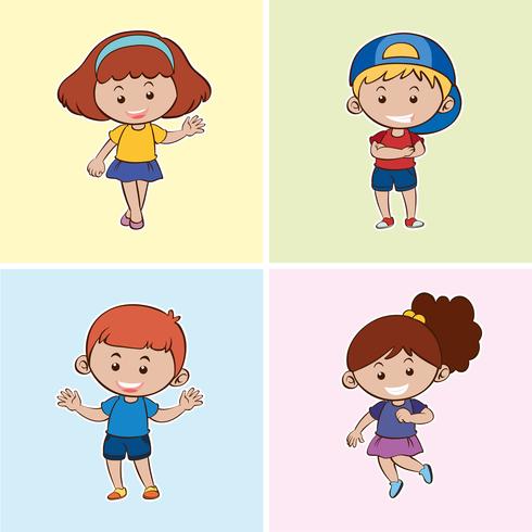 Four children with happy smile vector