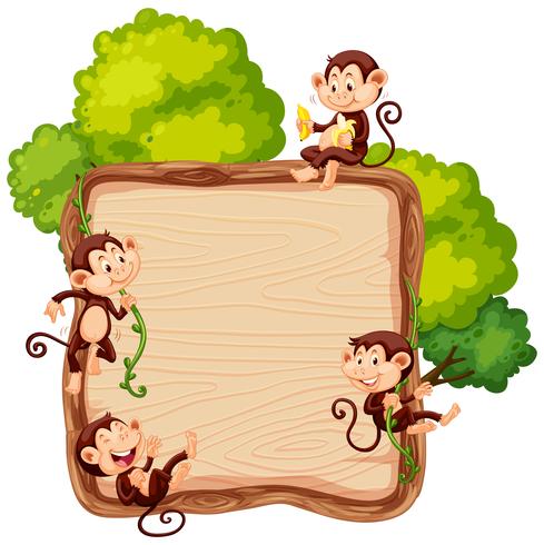 Monkey on wooden board vector