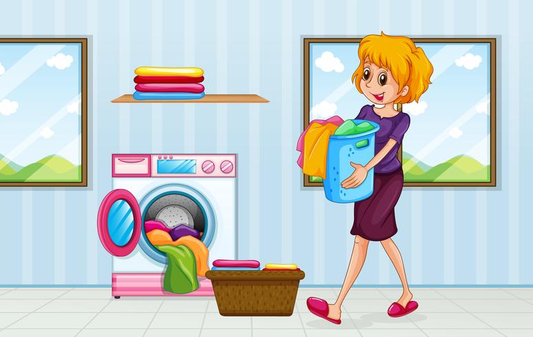 A mom doing laundry vector