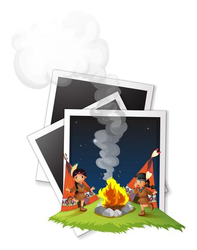 Photoframes and native american indians vector