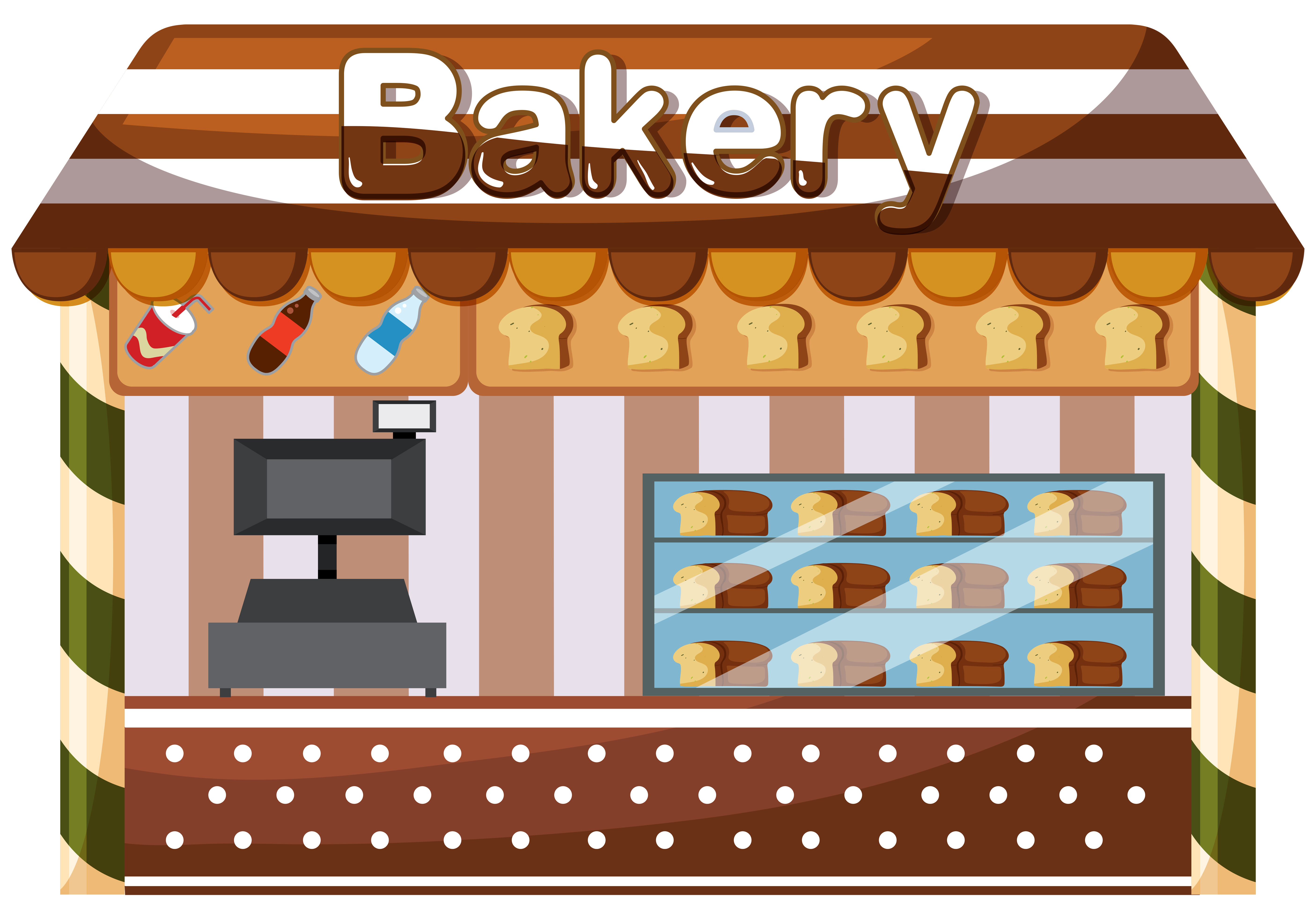 A bakery shop on white background 362916 Vector Art at Vecteezy