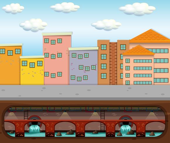 A Vector of Sewer Waste Under Big City