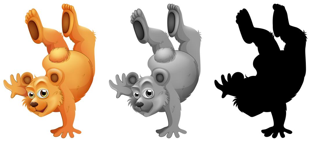 Set of bear character dance vector
