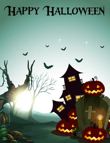 Dark happy halloween template vector