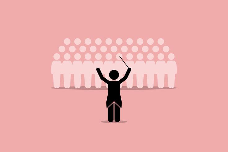 Conductor conducting a choir group. vector