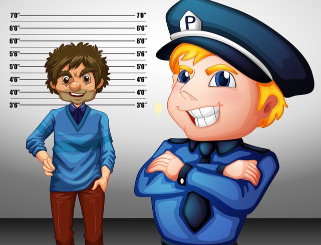 Policeman in uniform and criminal vector
