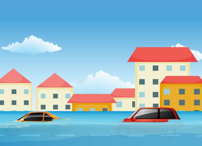 A Flood in City vector