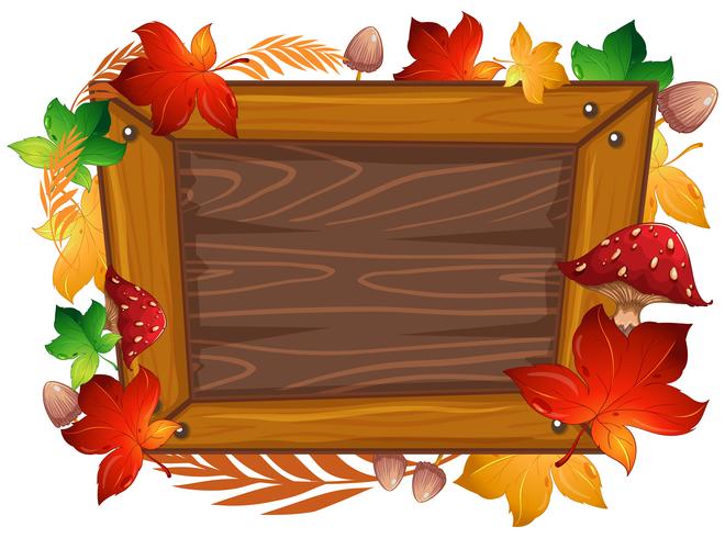 A Wooden Frame Autumn Theme vector