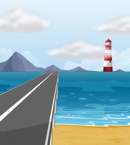 Empty road through the ocean vector