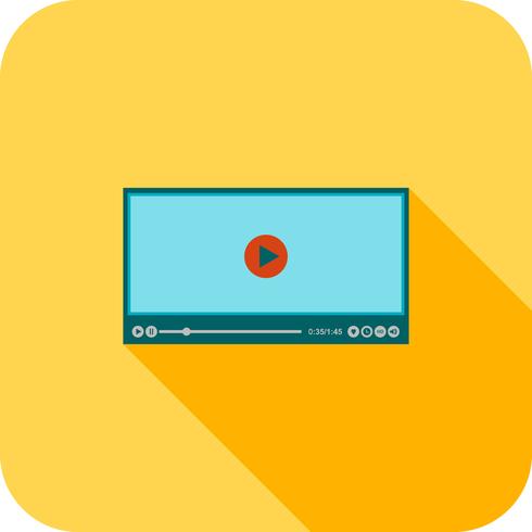 Video Player Icono de sombra plana larga vector