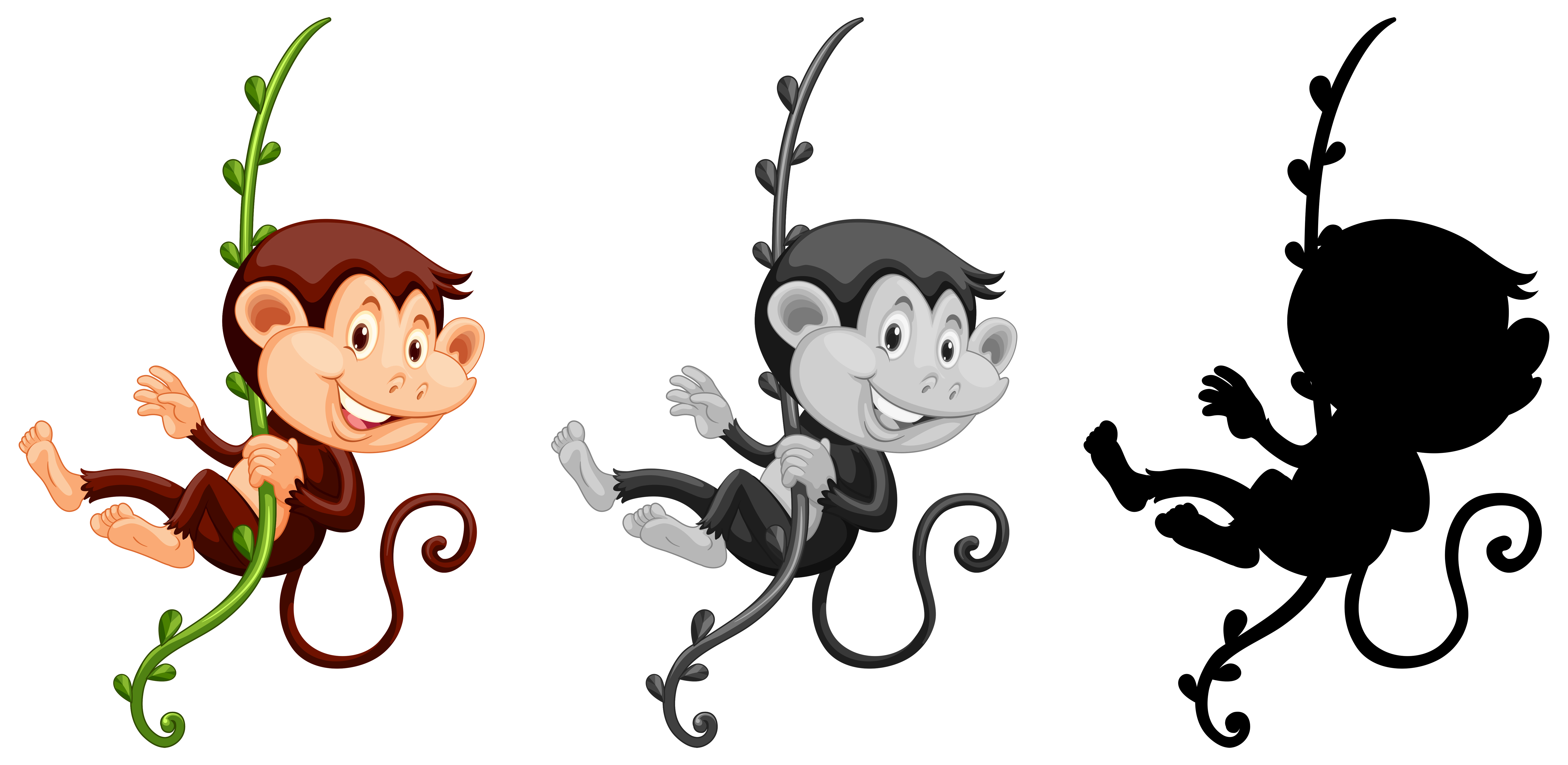 Monkey drawing Set of monkey hanging on vine 363037 Vector Art at Vecteezy