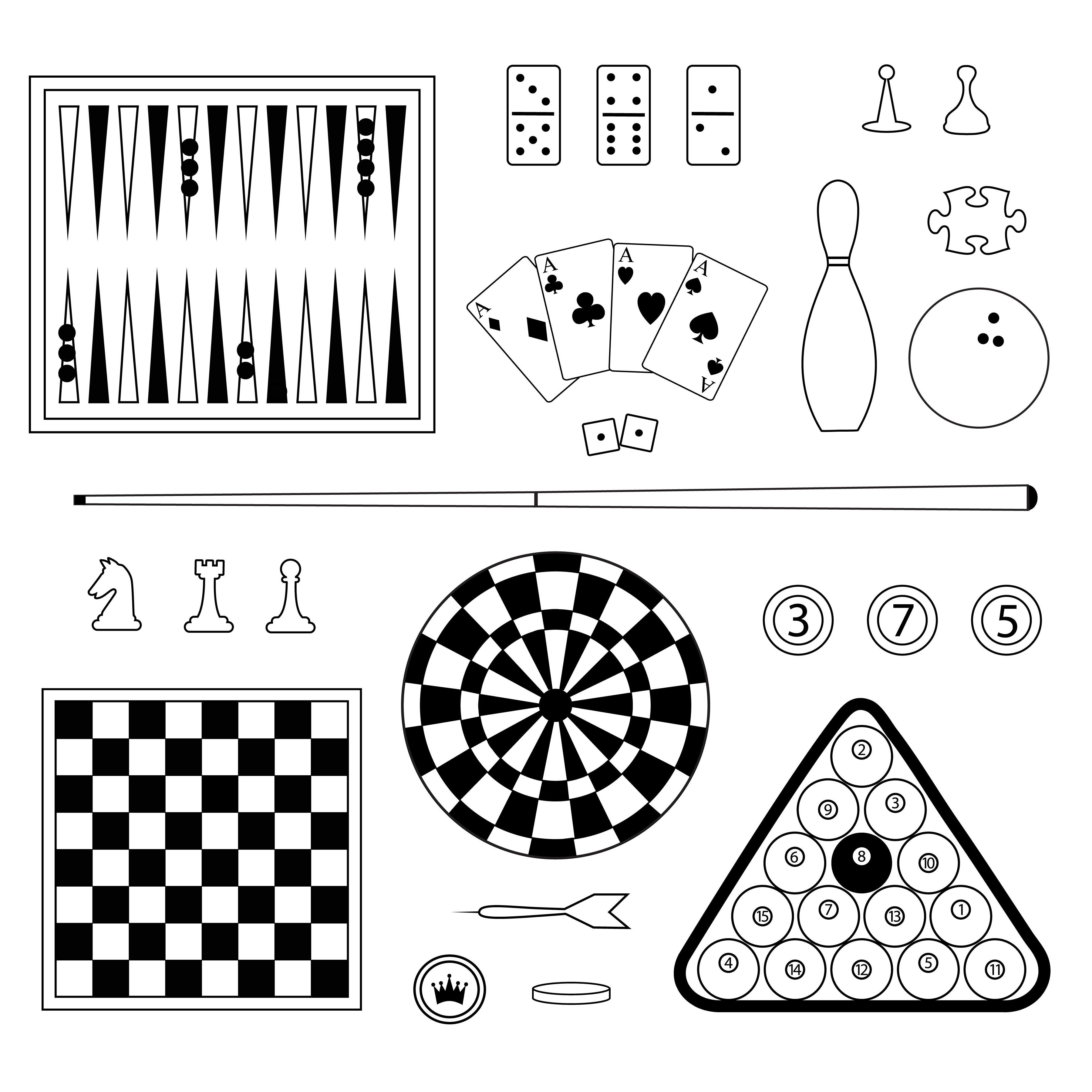 black outline games digital stamps 363205 Vector Art at Vecteezy