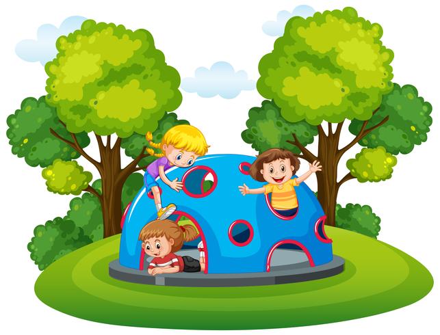 Children playing at playground vector