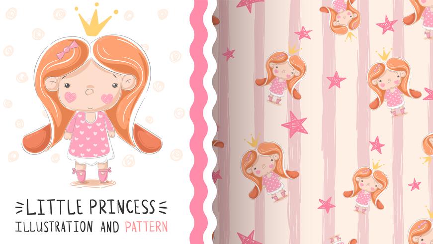 Cute little princess - seamless pattern vector
