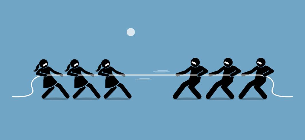 Man vs Woman in Tug of War. vector