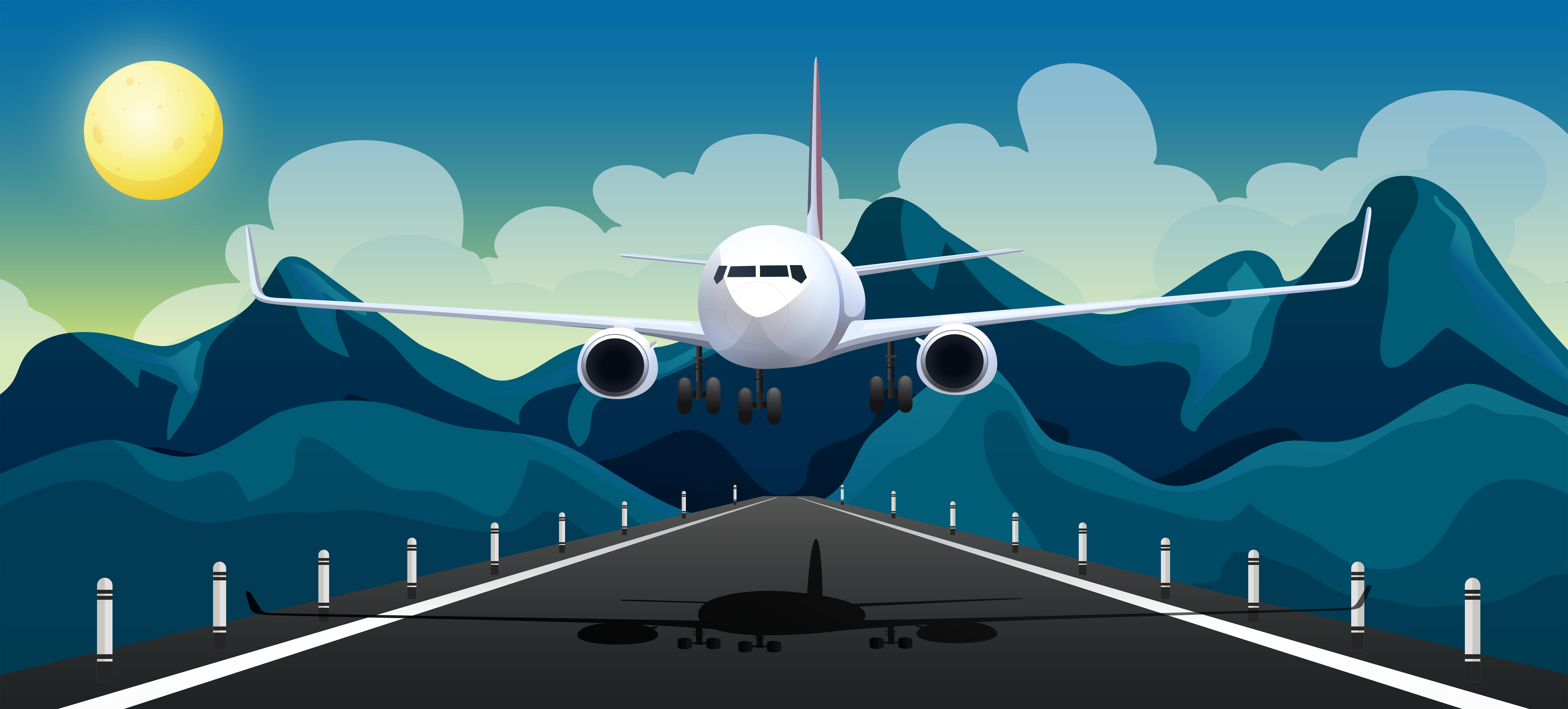 Airplane Landing Vector Art, Icons, and Graphics for Free Download