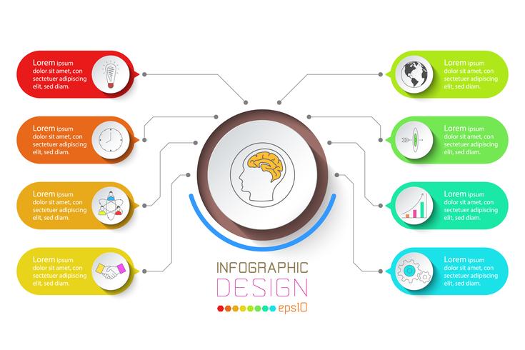 Business infographic with 8 steps. vector