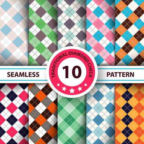 Seamless argyle plaid blue pattern. Diamond check - idea for your print. vector