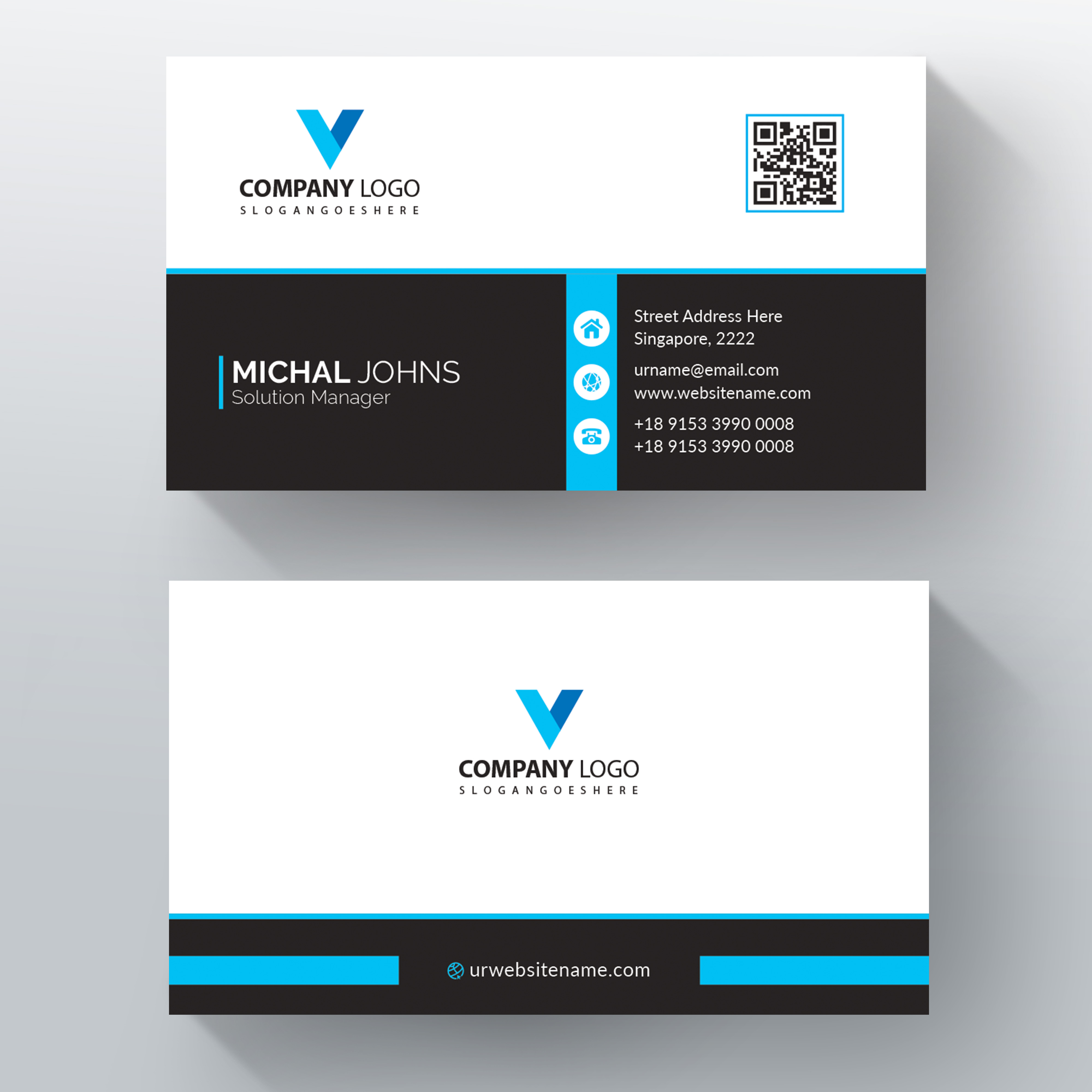 visit card blue