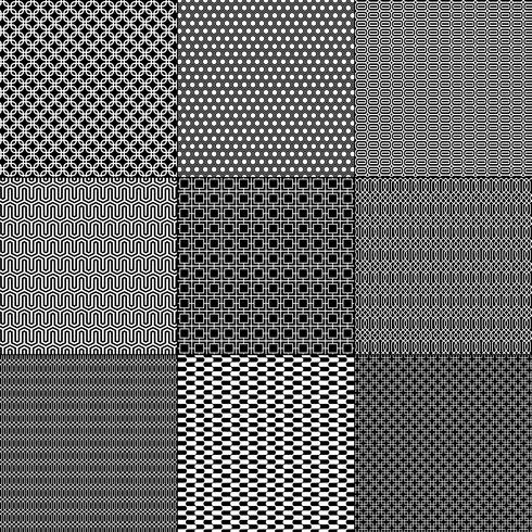 black and white mod geometric patterns vector