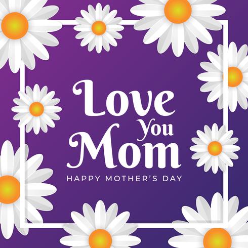 Mother's Day Greeting Card With Flowers Background vector