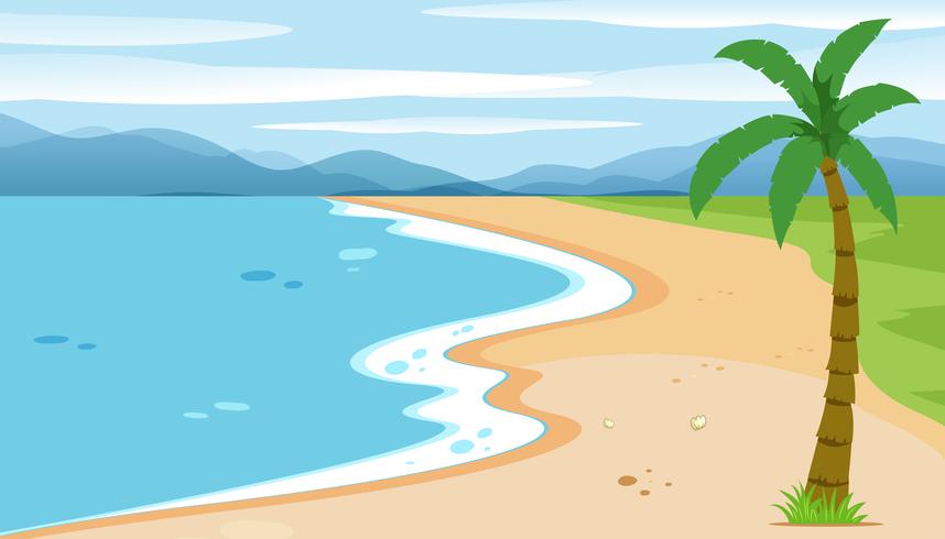 Un paisaje de playa plana. vector