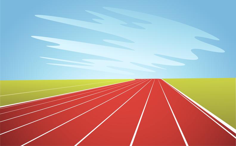 Pista de atletismo y cielo azul vector