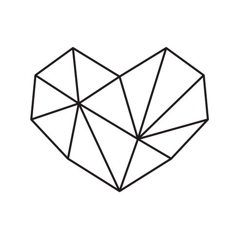 Marco geométrico de la forma del corazón del símbolo del vector con el lugar para el texto. Icono de amor para tarjeta de felicitación o boda, día de San Valentín, tatuaje, impresión. Ilustración de la caligrafía del vector aislada en un fondo blanco