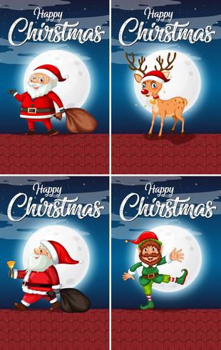 Set of happy christmas cards vector