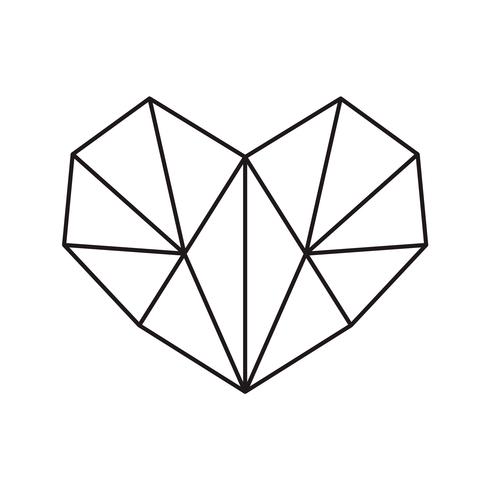 Geometric vector symbol heart shape frame with place for text. Love icon for greeting card or wedding, Valentines day, tattoo, print. Vector calligraphy illustration isolated on a white background