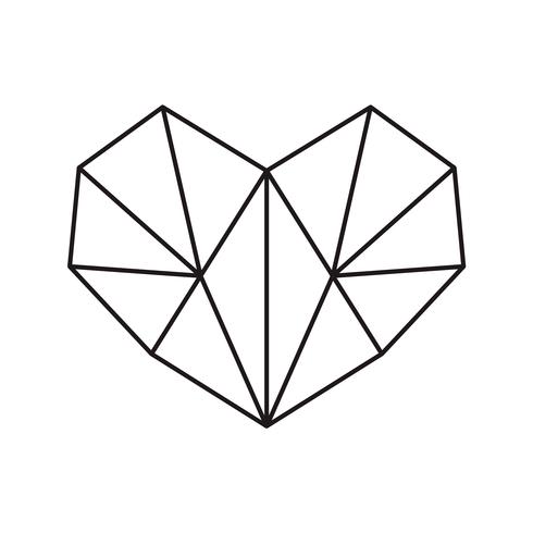 Marco geométrico de la forma del corazón del símbolo del vector con el lugar para el texto. Icono de amor para tarjeta de felicitación o boda, día de San Valentín, tatuaje, impresión. Ilustración de la caligrafía del vector aislada en un fondo blanco