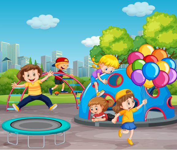 Children playing in playground vector