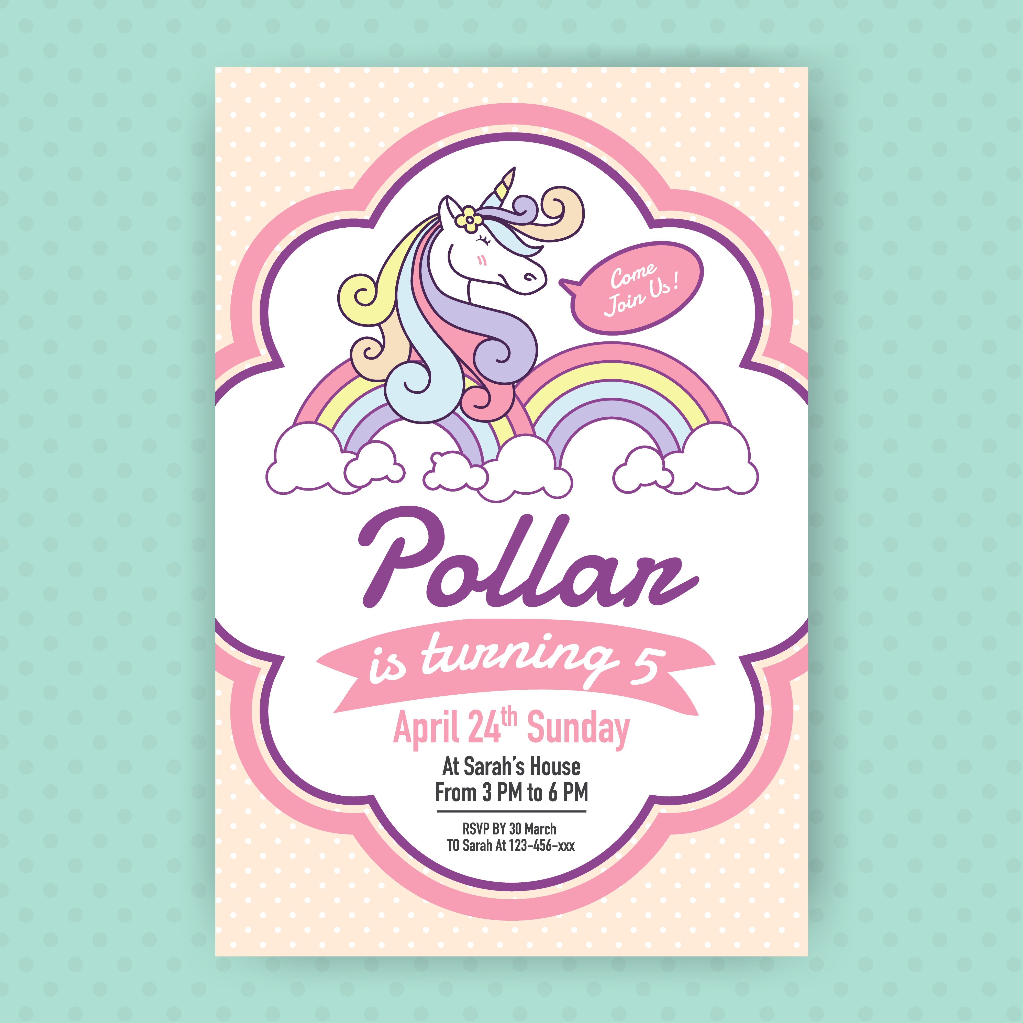 Wavejoe 12 Pack Unicorn Invitation Card with 12 Envelpoes and 12 Unicorn Stickers 