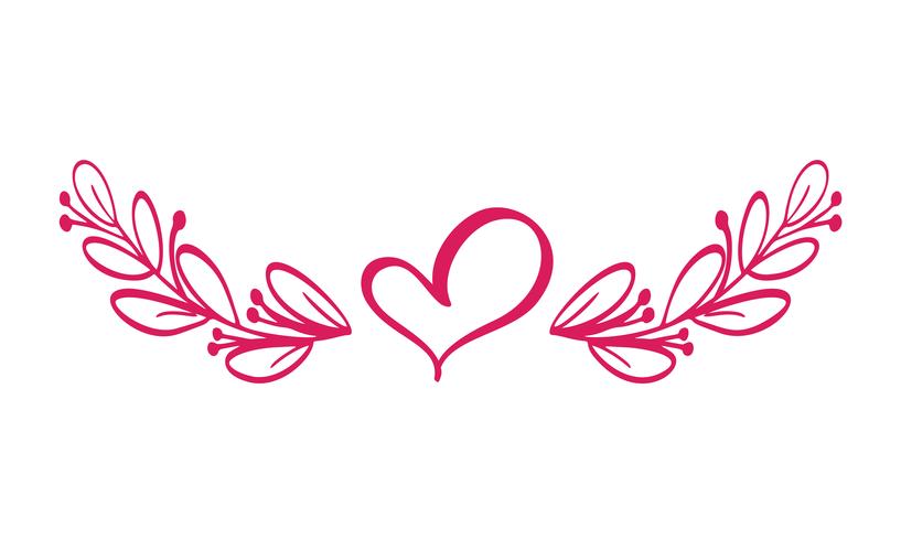 Dividers Vector Isolated Horizontal Vintage Line With Heart