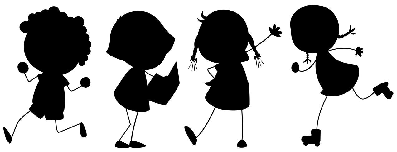 A set of silhouette children - Download Free Vectors, Clipart ...