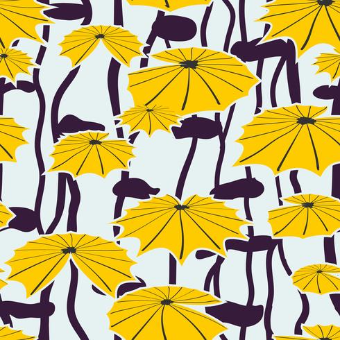 Seamless background yellow lotus in pond. vector