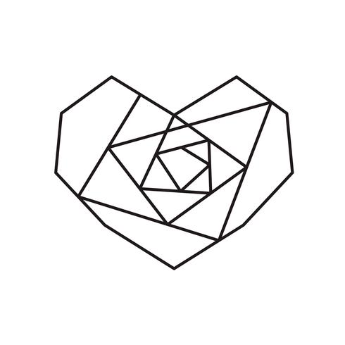 Marco color de rosa de la forma del corazón geométrico del símbolo del vector con el lugar para el texto. Icono de amor para tarjeta de felicitación o boda, día de San Valentín, tatuaje, impresión. Ilustración de la caligrafía del vector aislada en un fon