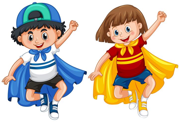 Boy and girl in hero outfit vector