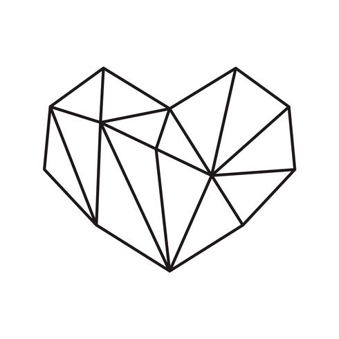 Marco geométrico de la forma del corazón del símbolo del vector con el lugar para el texto. Icono de amor para tarjeta de felicitación o boda, día de San Valentín, tatuaje, impresión. Ilustración de la caligrafía del vector aislada en un fondo blanco