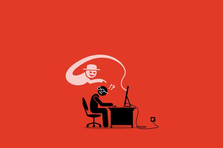 Internet Cyber Betruger Versucht Einen Internetbenutzer Zu