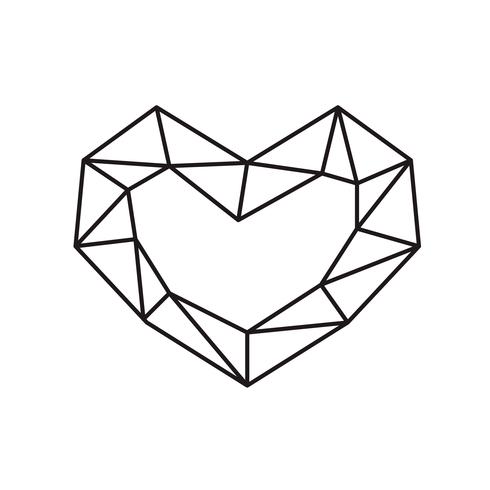 Marco geométrico de la forma del corazón del símbolo del vector con el lugar para el texto. Icono de amor para tarjeta de felicitación o boda, día de San Valentín, tatuaje, impresión. Ilustración de la caligrafía del vector aislada en un fondo blanco